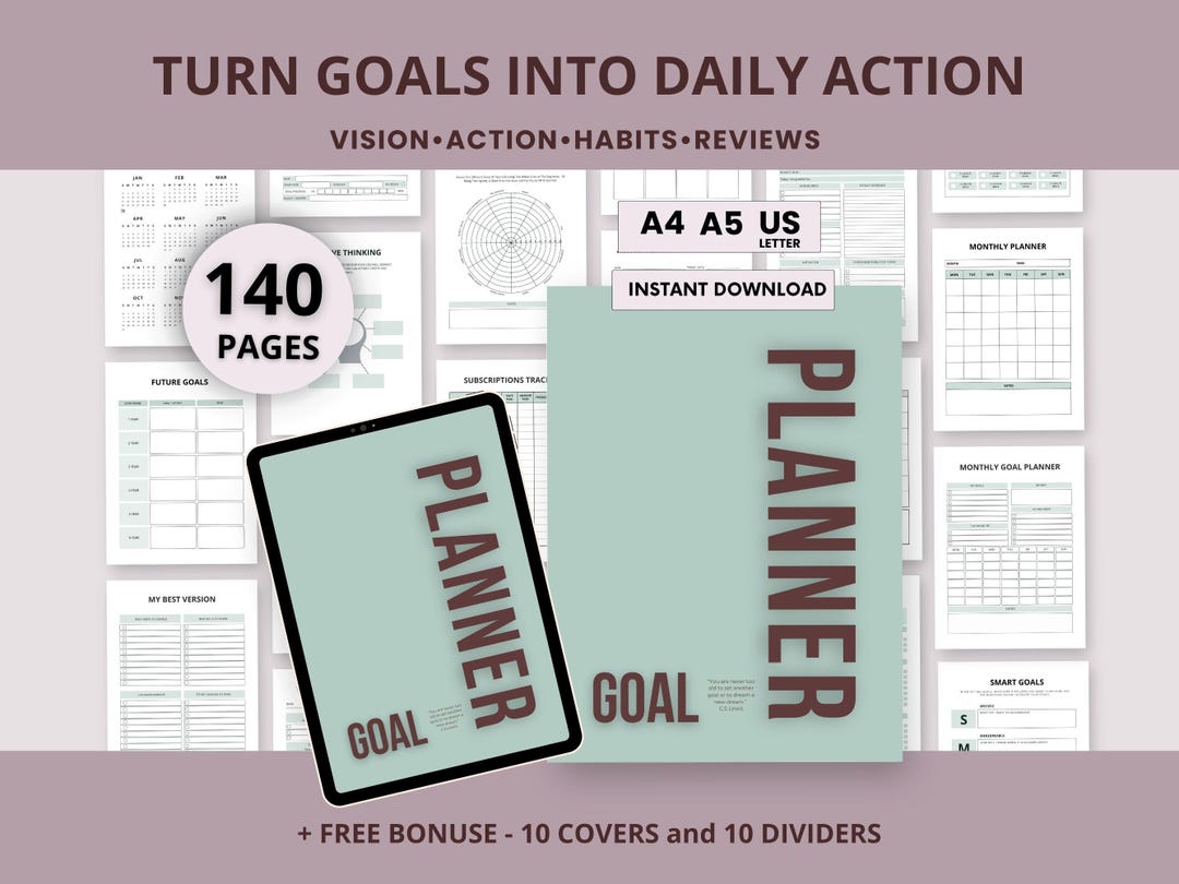 Goal Setting Planner | Printable Productivity Workbook PDF | Digital ...