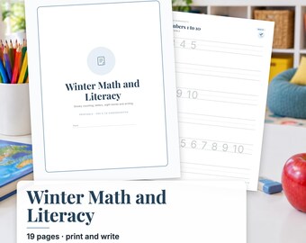 Winter Kindergarten Worksheets, Winter Math and Literacy, Snow Day Activities, Pre K Worksheets, January Kindergarten Printable