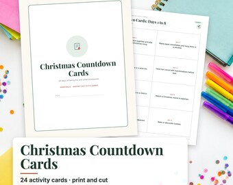 Christmas Countdown Cards, Advent Activity Cards for Kids, Kindness Advent Calendar, Family Christmas Activities, Printable 24 Days