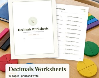 Decimals Worksheets, Adding and Subtracting Decimals, Comparing and Rounding Decimals, 4th 5th Grade Math Printable PDF