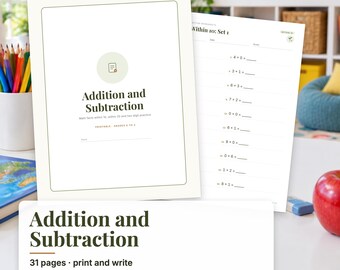 Addition and Subtraction Worksheets, Math Facts Within 10 and 20, Two Digit Addition, 1st Grade Math, Kindergarten Math Printable