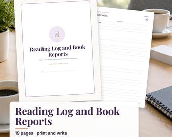 Kids Reading Log Printable, Book Report Template, Story Map, Character Map, Reading Challenge, Reading Tracker for Kids PDF
