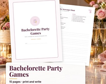 Bachelorette Party Games Bundle, Bachelorette Scavenger Hunt, Dare Cards, Never Have I Ever, Who Knows the Bride Best Printable