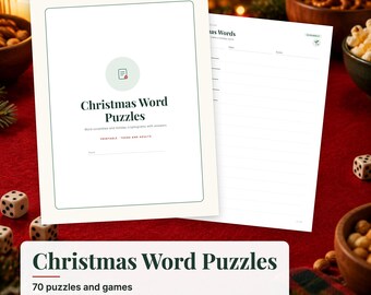 Christmas Word Scramble and Cryptogram Puzzles, Christmas Games for Adults and Teens, Holiday Word Puzzles Printable PDF