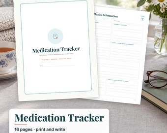Medication Tracker Printable, Daily Medication Log, Pill Tracker, Medication List, Refill Tracker, Health Binder, Caregiver PDF