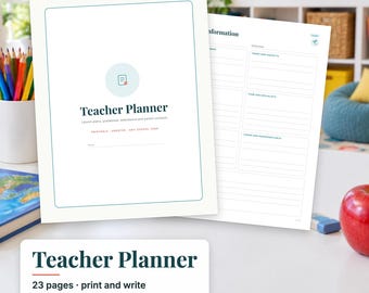 Teacher Planner Printable, Undated Lesson Planner, Gradebook, Attendance Tracker, Teacher Binder, Classroom Planner PDF