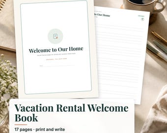 Airbnb Welcome Book Printable, Vacation Rental House Manual, Guest Book, House Rules, Checkout Checklist, Host Binder PDF