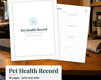 Pet Health Record Printable, Dog Vaccination Record, Cat Health Log, Vet Visit Tracker, Pet Medical Binder, Pet Sitter Form PDF
