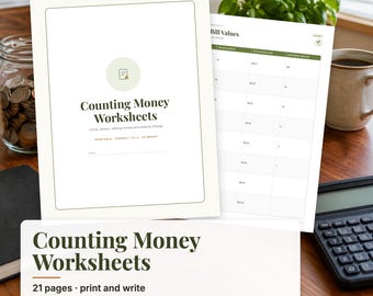 Counting Money Worksheets, Counting Coins, Adding Money, Making Change, US Money Math, 2nd 3rd Grade Math Printable PDF