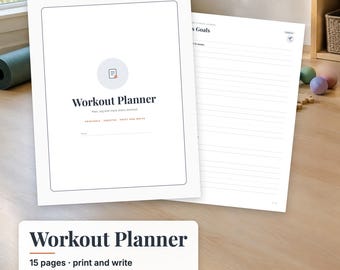Workout Planner Printable, Fitness Journal, Workout Log, Gym Tracker, 12 Week Fitness Planner, Exercise Tracker, Undated PDF