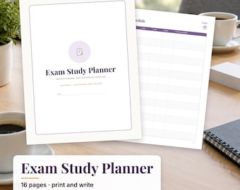 Exam Study Planner Printable, Revision Timetable, Study Schedule, Student Planner, Finals Study Tracker, College Study Planner PDF