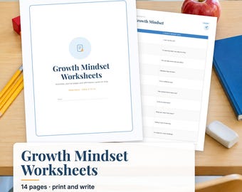 Growth Mindset Worksheets for Kids, Growth Mindset Activities, Affirmation Cards, Social Emotional Learning, SEL Printable PDF