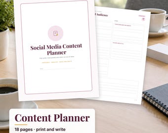 Social Media Planner Printable, Content Calendar, Instagram Planner, Content Creator Planner, Small Business Marketing Planner PDF