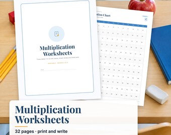 Multiplication Worksheets, Times Tables 1-12 Practice, Multiplication Chart, Math Facts Timed Test, 3rd Grade Math Printable