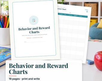 Classroom Behavior Chart Printable, Reward Chart for Kids, Sticker Chart, Reward Coupons, Brag Tags, Student Certificates PDF