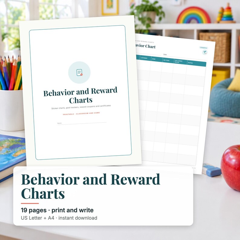 Classroom Behavior Chart Printable, Reward Chart for Kids, Sticker ...