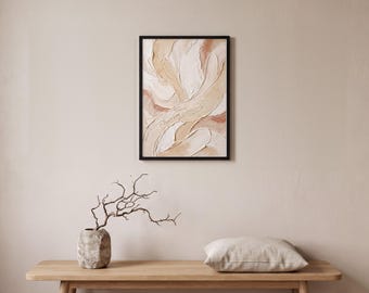 Neutral Abstract Wall Art, Beige Textured Painting Print, Modern Minimalist Wall Art, Living Room Decor, Printable Digital Download