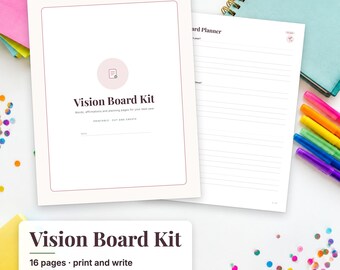 Vision Board Printable Kit, Vision Board Words, Affirmation Cards, Goal Setting, New Year Vision Board Party, Manifestation PDF