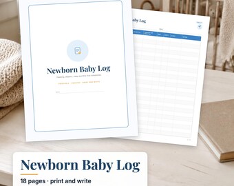 Newborn Baby Log Printable, Baby Tracker, Feeding Log, Diaper Log, Sleep Log, Breastfeeding Tracker, Baby Milestones PDF