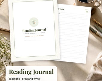 Reading Journal Printable, Book Review Template, Reading Log, TBR List, Book Tracker, Reading Challenge, Book Lover Gift PDF