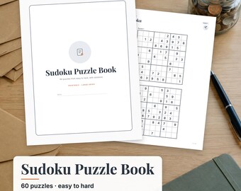 Sudoku Puzzle Book Printable, 60 Sudoku Puzzles Easy to Hard, Large Print Sudoku with Solutions, Brain Games for Adults PDF