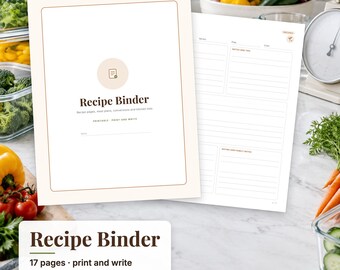 Recipe Binder Printable, Recipe Pages, Recipe Cards, Meal Planner, Kitchen Conversion Chart, Family Cookbook Template PDF