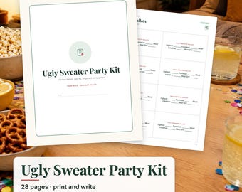 Ugly Sweater Party Kit, Ugly Sweater Contest Ballots, Awards, Ugly Christmas Sweater Bingo, Holiday Party Games Printable