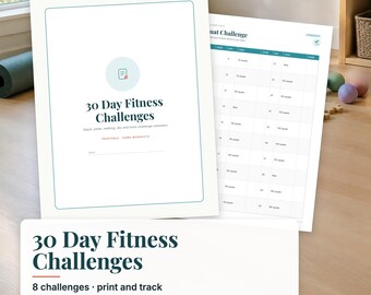 30 Day Fitness Challenge Printable, Squat Challenge, Plank Challenge, Walking Challenge, Home Workout Tracker, Abs Challenge PDF