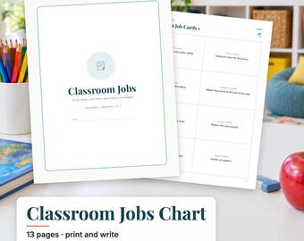 Classroom Jobs Chart Printable, 24 Classroom Job Cards, Job Application, Student Job Badges, Classroom Management PDF