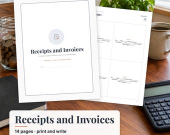 Receipt Book Printable, Invoice Template, Sales Receipt, Order Form, Estimate Form, Rent Receipt, Small Business Forms PDF