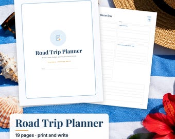 Road Trip Planner Printable, Travel Itinerary, Route Planner, Road Trip Packing List, Travel Budget, Travel Journal PDF