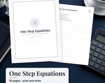 One Step Equations Worksheets, Solving Equations Practice, Pre Algebra Worksheets, 6th Grade Math, Solve for X Printable PDF
