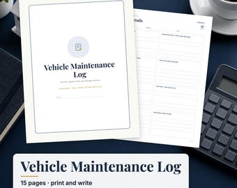 Vehicle Maintenance Log Printable, Car Maintenance Tracker, Auto Service Record, Oil Change Log, Fuel Log, Mileage Log PDF