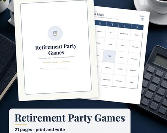 Retirement Party Games, Retirement Bingo, Retirement Advice Cards, Office Retirement Party Printable, Retirement Certificate PDF