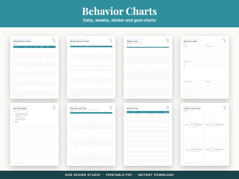 Classroom Behavior Chart Printable, Reward Chart for Kids, Sticker ...