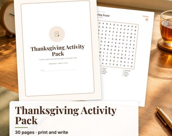 Thanksgiving Kids Activity Pack, Thanksgiving Games for Kids, Word Search, Bingo, Kids Table Activities, Printable Thanksgiving