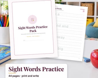 Sight Words Worksheets, Dolch Pre-Primer and Primer Sight Words, Sight Word Flash Cards, Kindergarten Reading Printable