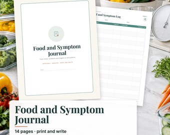 Food and Symptom Journal Printable, Food Diary, IBS Tracker, Elimination Diet Log, Food Sensitivity Journal, Undated PDF