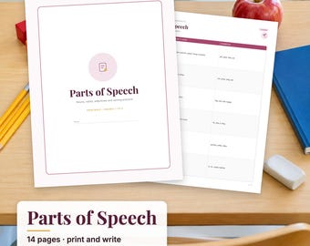 Parts of Speech Worksheets, Nouns Verbs Adjectives, Grammar Worksheets, 1st 2nd Grade ELA, Word Sort Printable PDF