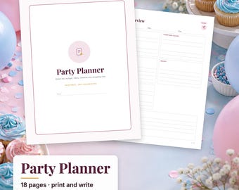 Party Planner Printable, Birthday Party Planner, Event Planner, Guest List, Party Budget, Party Checklist, Menu Planner PDF