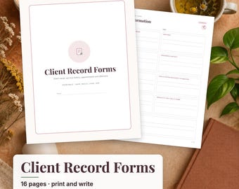 Salon Client Record Forms, Client Intake Card, Hair Color Formula Card, Appointment Book, Lash Nail Spa Client Forms Printable