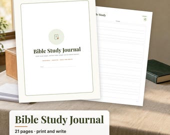 Bible Study Journal Printable, SOAP Bible Study Method, Sermon Notes, Prayer List, Scripture Memory, Christian Journal PDF