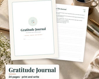 Gratitude Journal Printable, Daily Gratitude Journal, Self Care Journal Pages, Mindfulness Journal, Gratitude Prompts, Undated PDF
