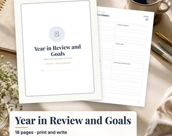 Year in Review and Goal Planner, New Year Goal Setting Workbook, 2027 Goals, Vision Planner, Yearly Reflection Printable