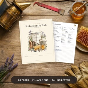 Advanced Beekeeping Log Book Printable | Hive Inspection Tracker, Honey Harvest Log, Queen & Treatment Log, Apiary Planner, Beekeeper Record