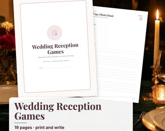 Wedding Reception Games, Wedding I Spy, Wedding Bingo, Advice for the Newlyweds Cards, Wedding Table Games Printable PDF