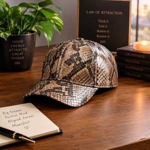 Baseballkappen aus Schlangenleder (Python), verstellbare schwarze Kopfbedeckungen, Unisex-Streetwear-Mode