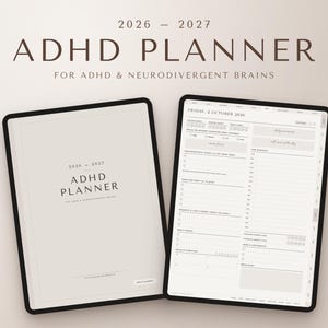ADHD Digital Planner 2026-2027, July 2026 - June 2027 Dated, Goodnotes & Notability Planner, iPad Planner, Neurodivergent Daily Planner