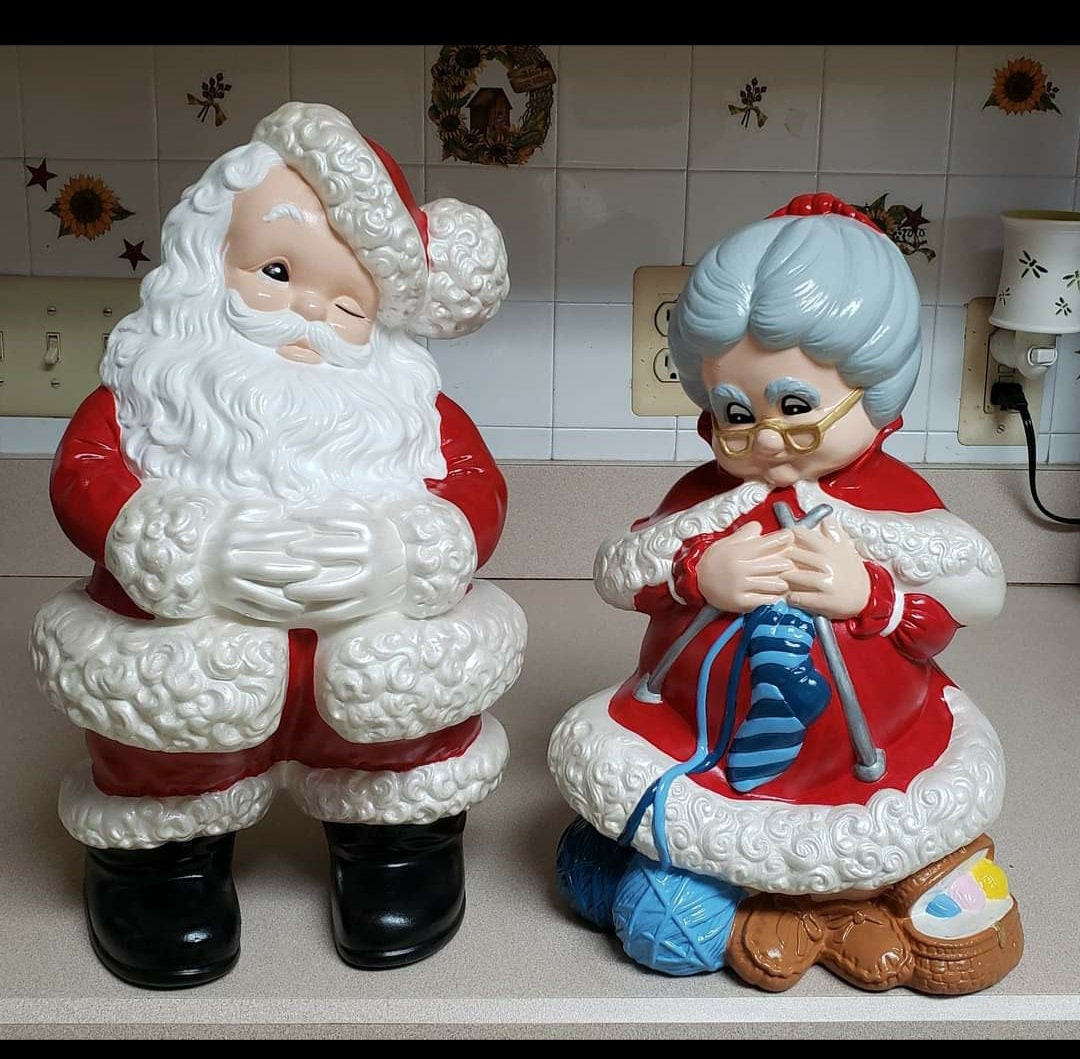 Ceramic Winking Santa and Knitting Mrs Claus - Etsy