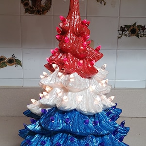 Red White and Blue Patriotic Christmas Tree